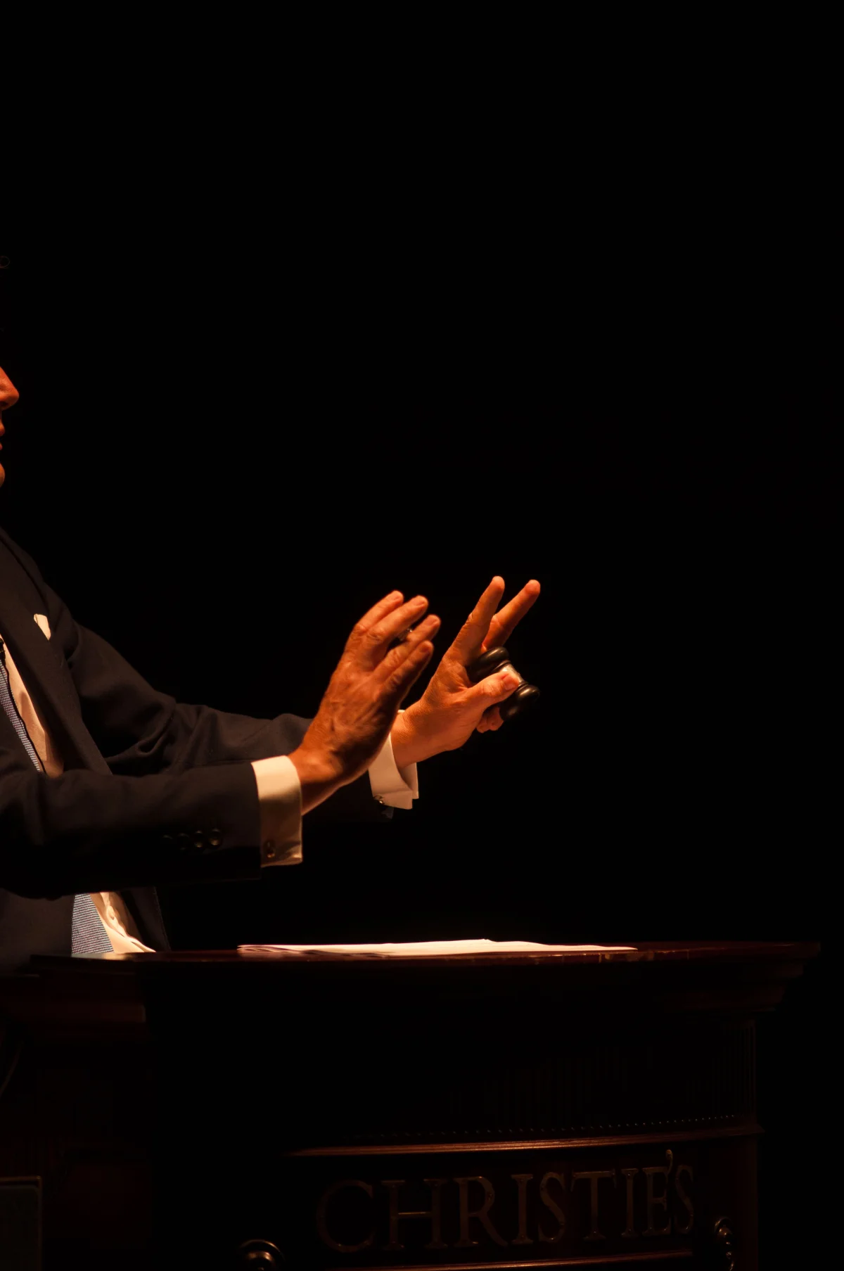 Jussi Pylkkänen, the global president of the auction house Christie's, directs a sale. 2014