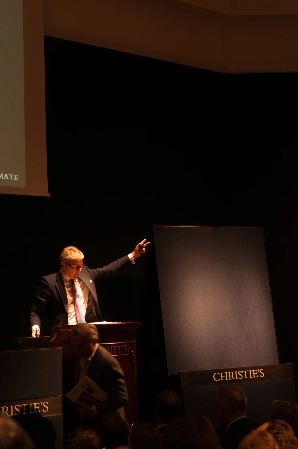 Jussi Pylkkänen, the global president of the auction house Christie's, directs a sale. 2014