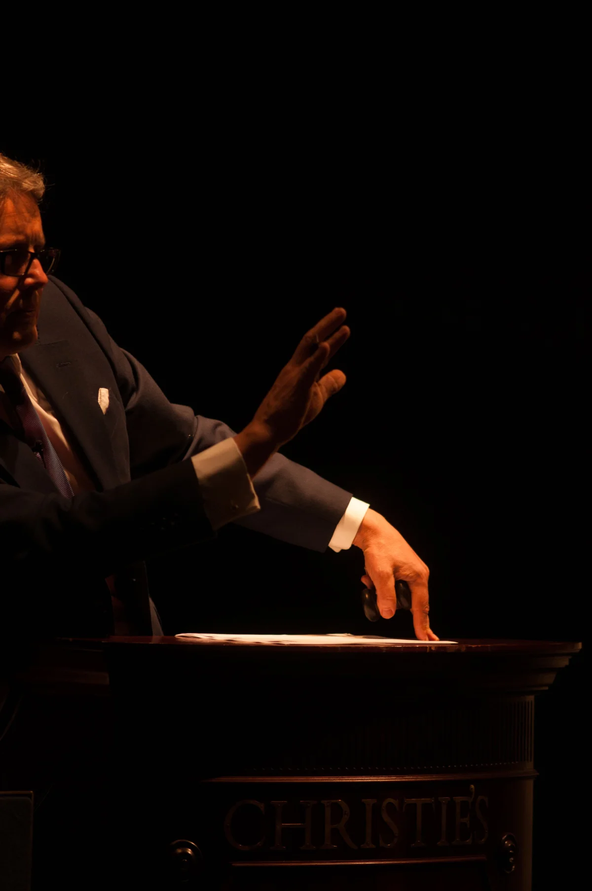 Jussi Pylkkänen, the global president of the auction house Christie's, directs a sale. 2014