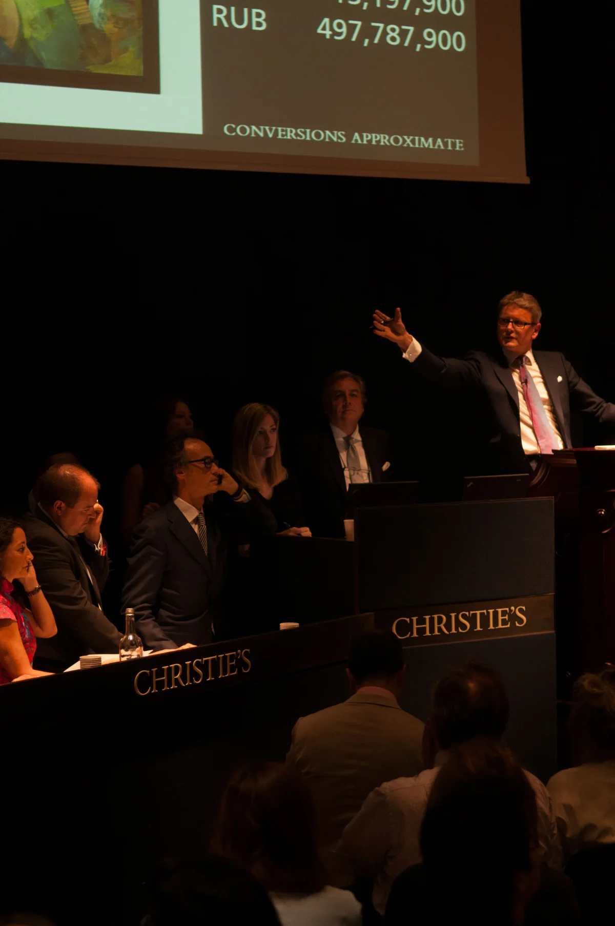 Jussi Pylkkänen, the global president of the auction house Christie's, directs a sale. 2014